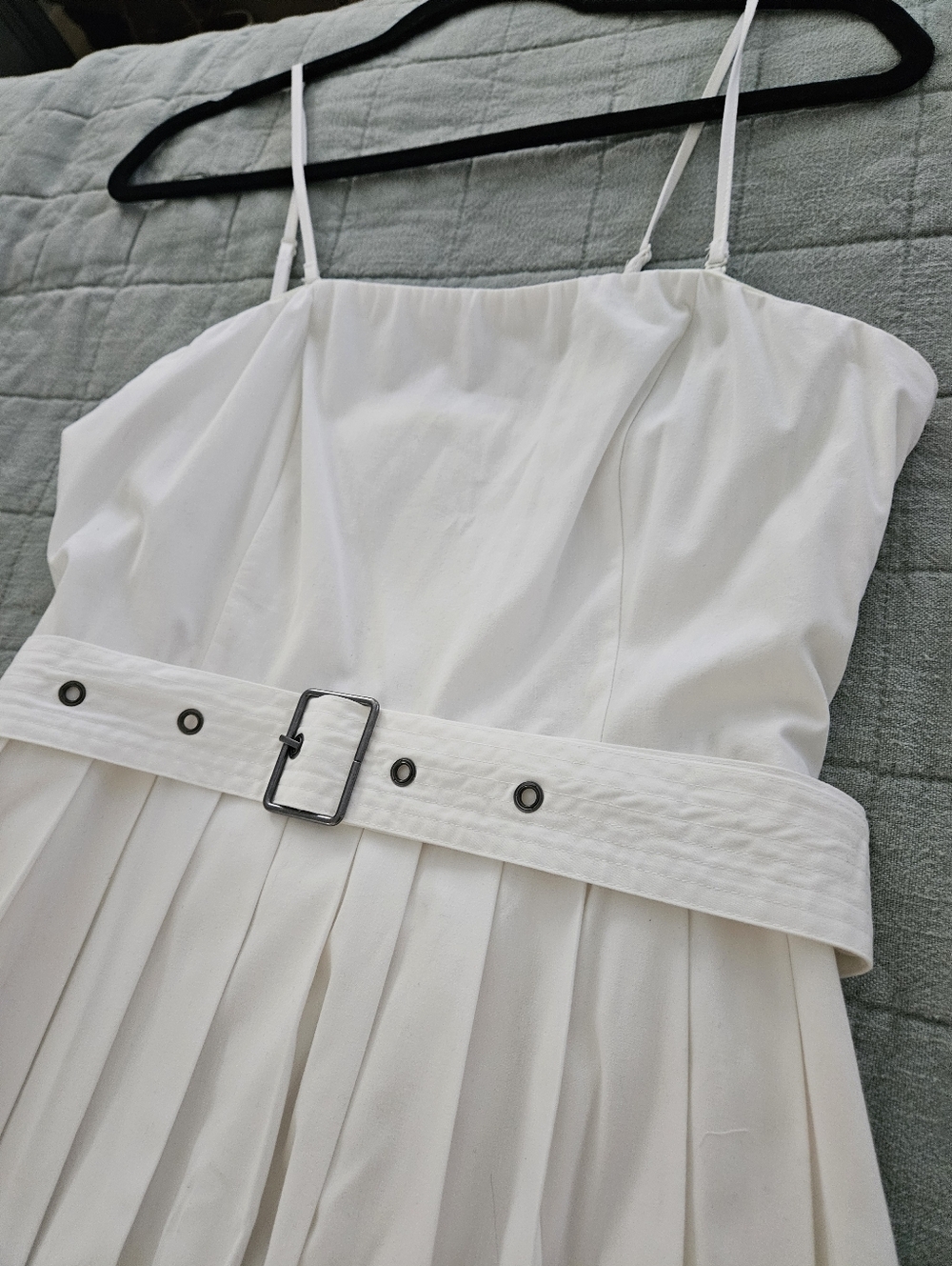 Target White Pleated Maxi Dress with Spaghetti Straps and Belt - Picture 2 of 9